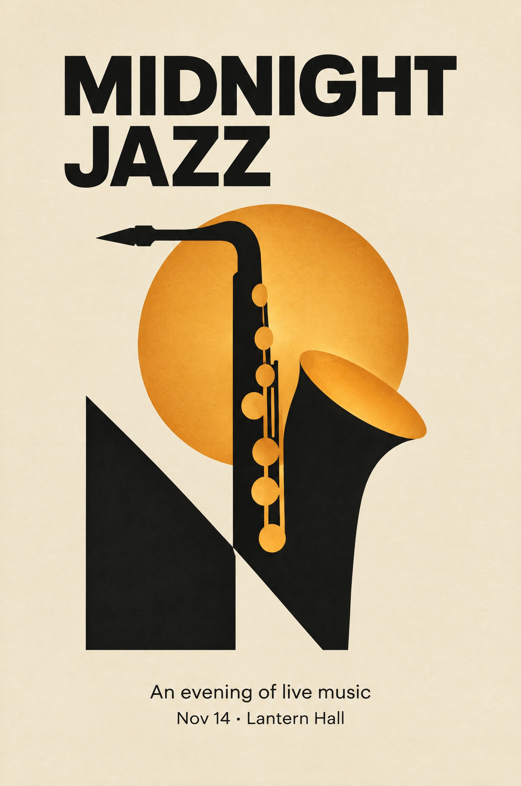 Midnight jazz night, Swiss minimal poster design