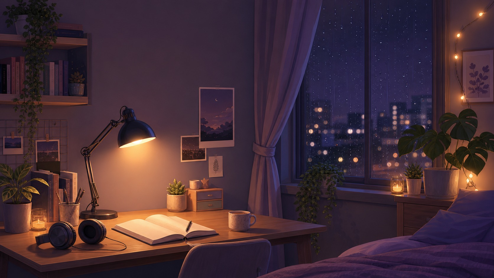 Lo-fi Bedroom Desktop thumbnail design